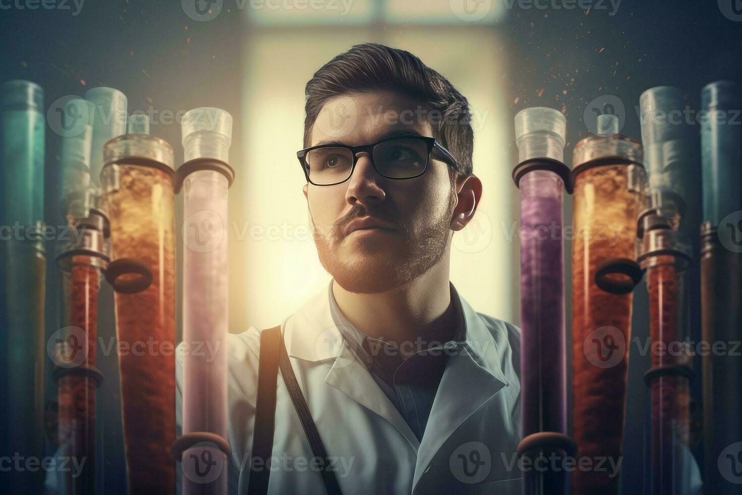 Doctor holding test tubes. Generate Ai photo
