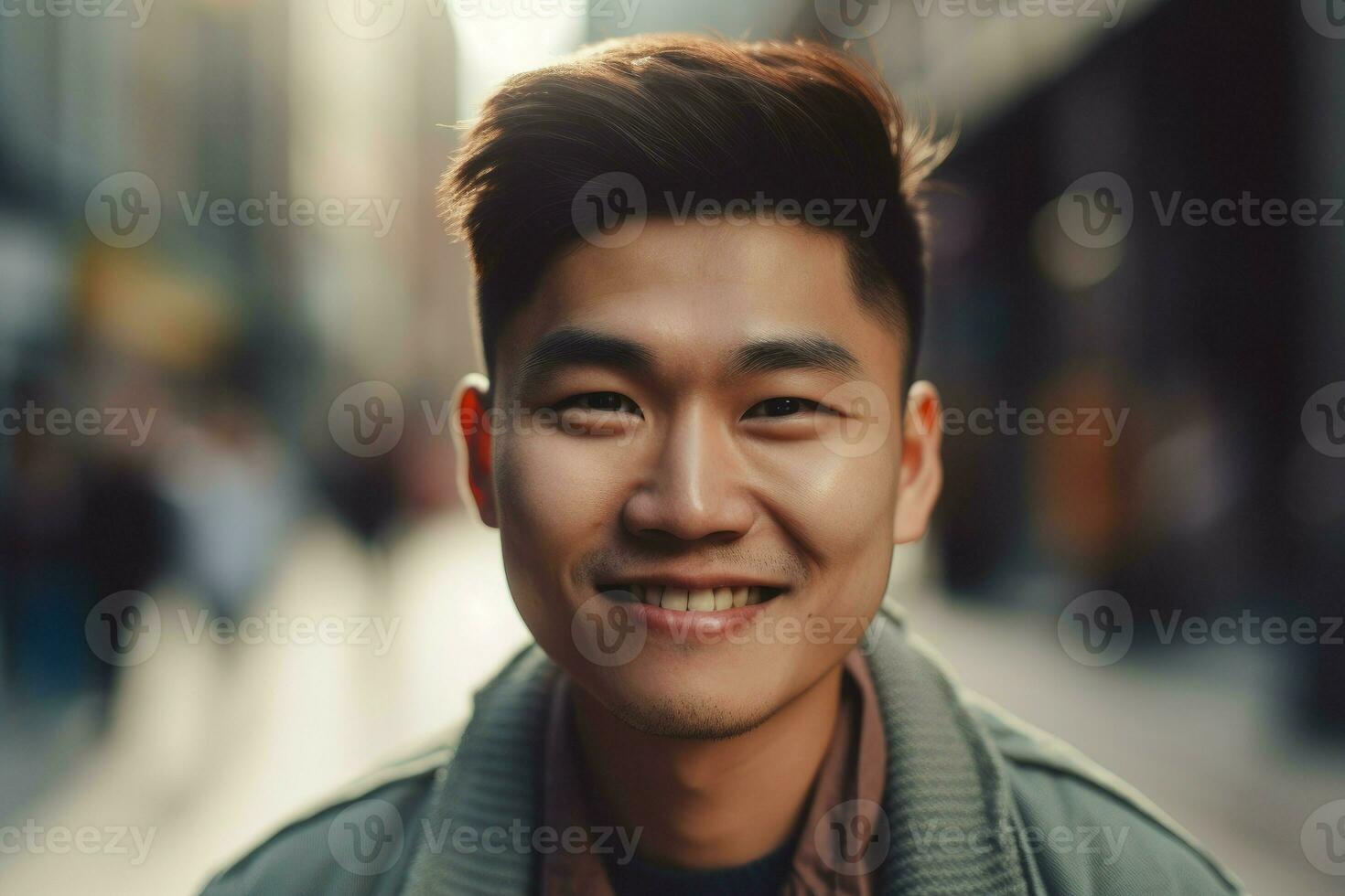 Asian man smiling. Generate Ai photo