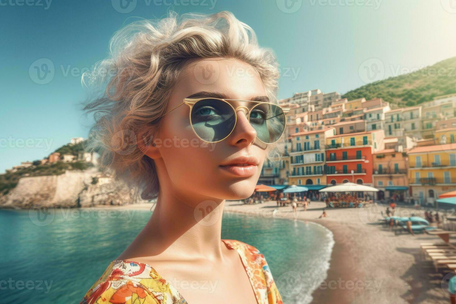Woman vacation. Generate Ai photo