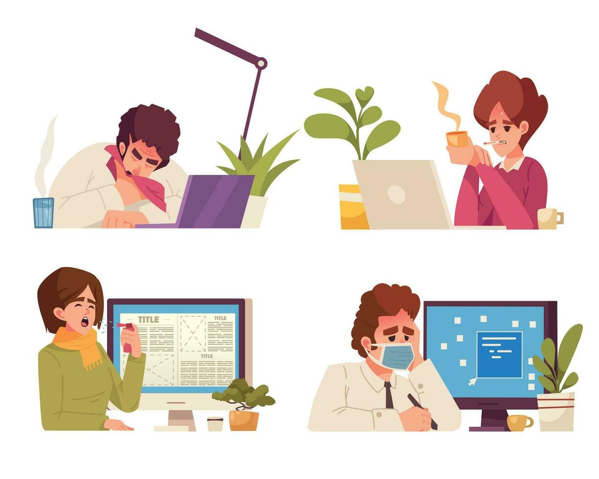Flu Cartoon Concept vector