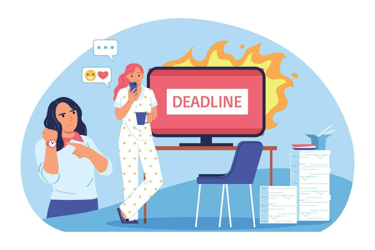 Project Deadline Pajama Composition vector