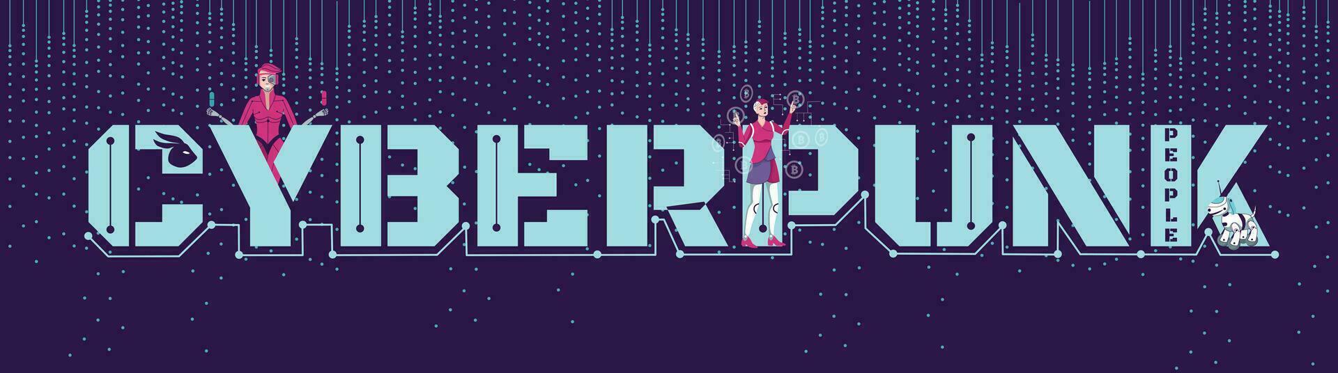 Cyberpunk People Flat Text vector