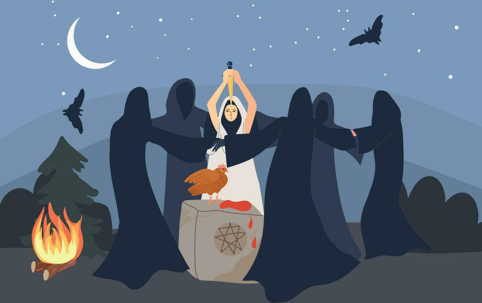 Sect Cult Sacrifice Composition vector