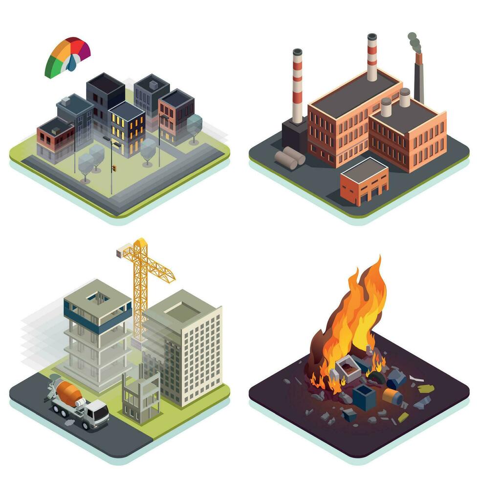 aire contaminación isométrica conjunto vector