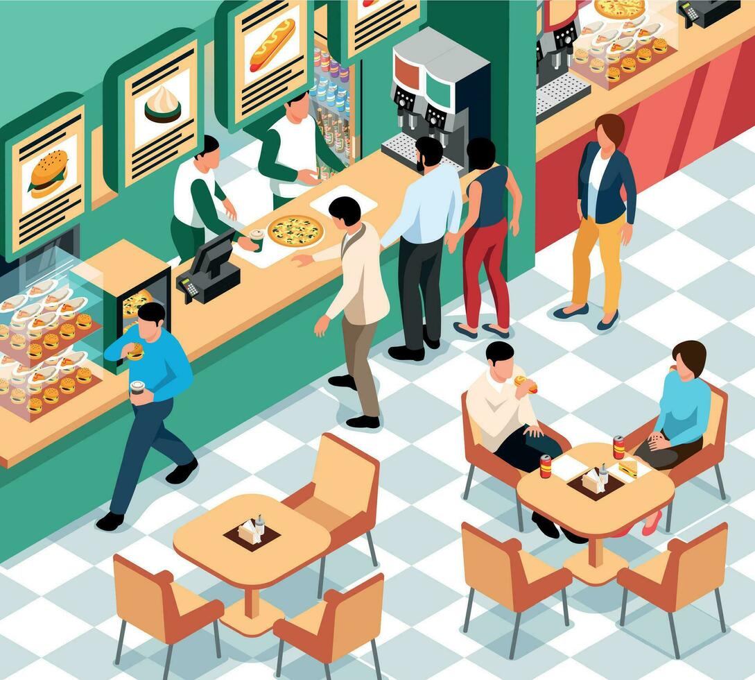 Isometric Food Court Illustration vector