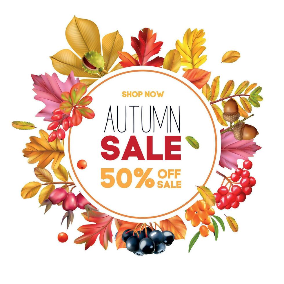 Autumn Sale Realistic Frame vector