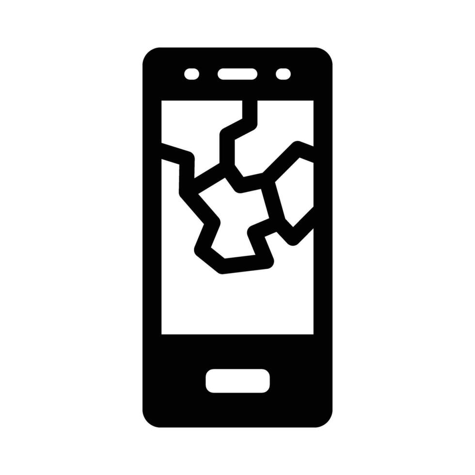 Broken Phone Vector Glyph Icon For Personal And Commercial Use.