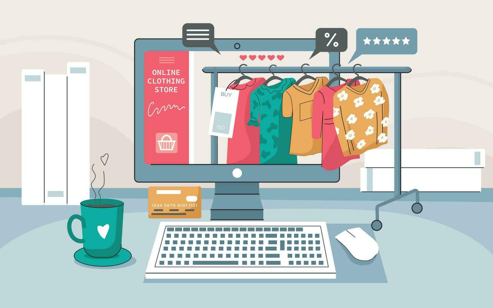 Online Clothes Store Background vector