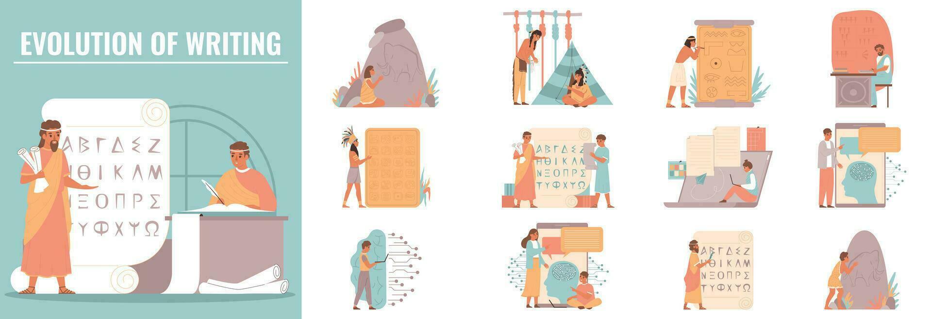 Evolution Of Writing Set vector