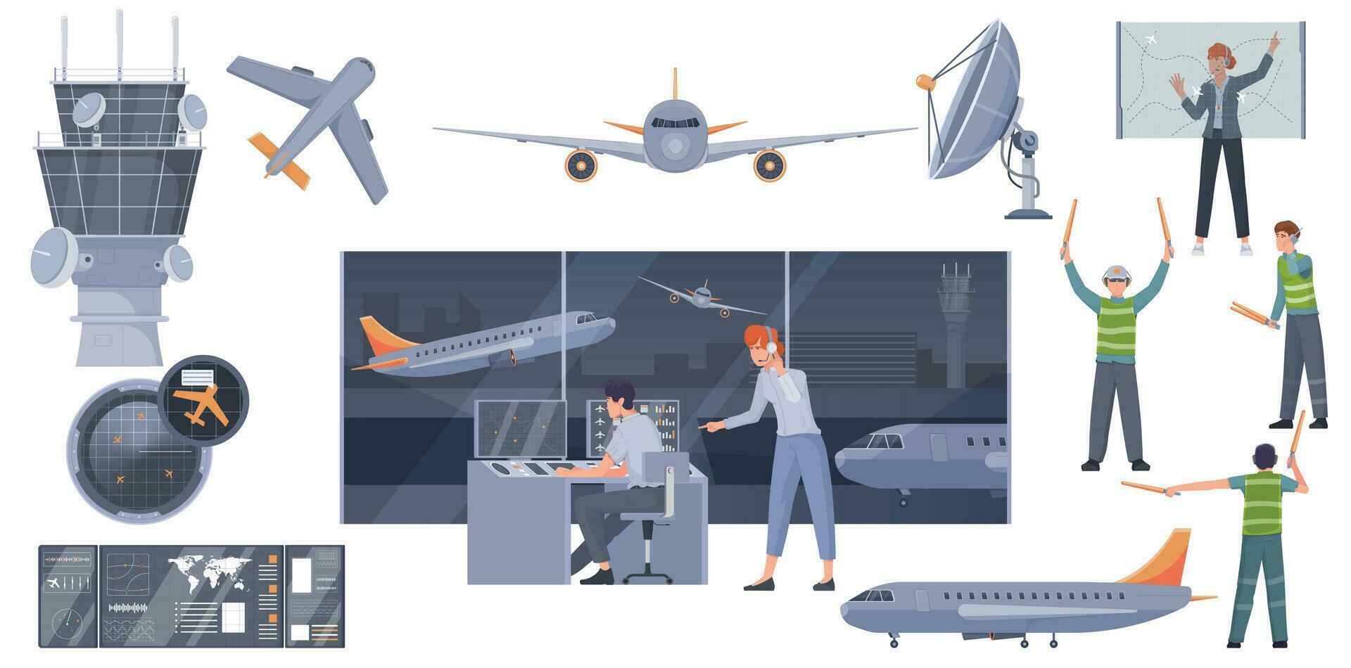 Air Traffic Control Set vector