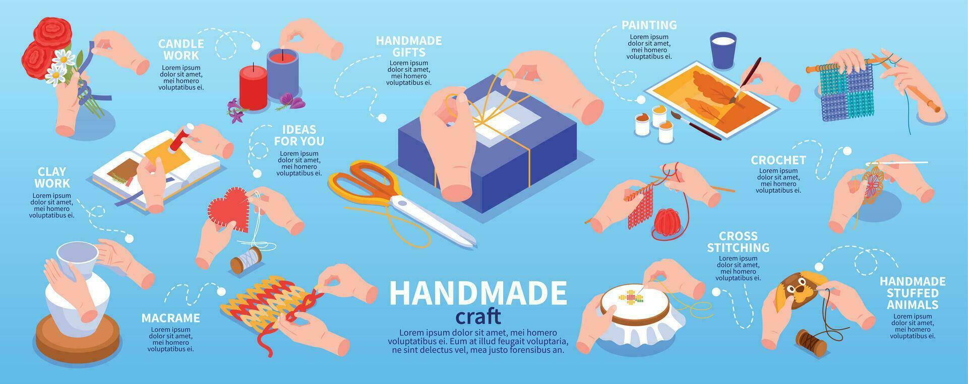 Isometric Colored Hobbies Infographic vector