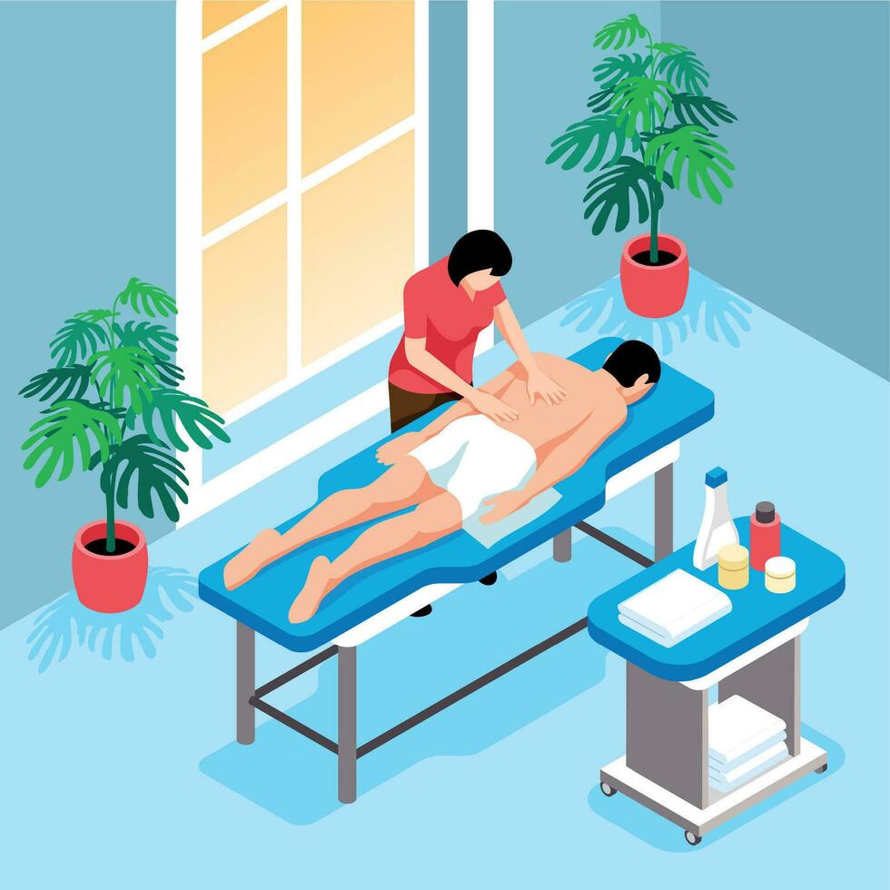 Isometric Massage Room Composition vector