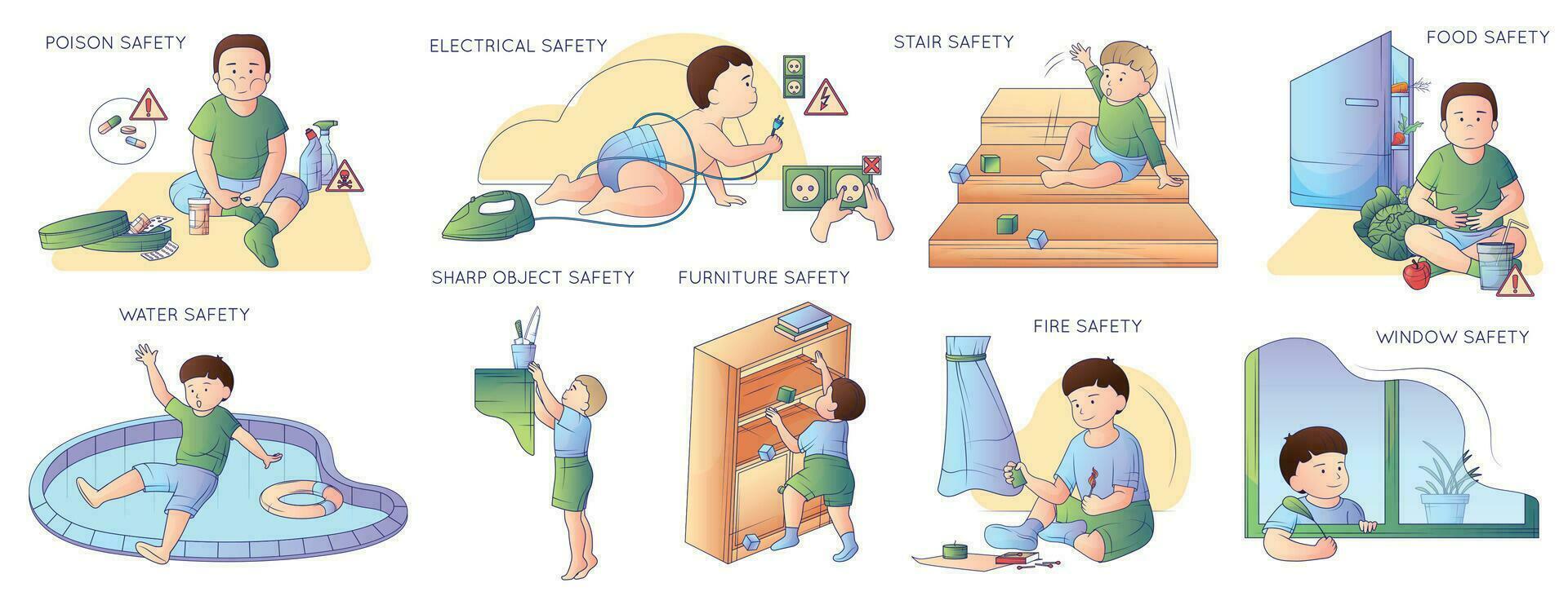 Child Safety Compositions Set vector