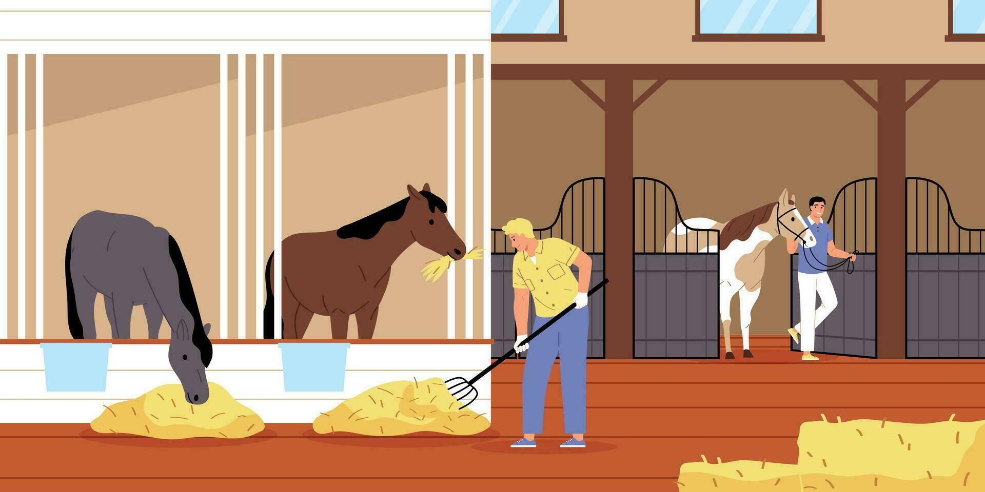 Equine Stable Flat Background vector