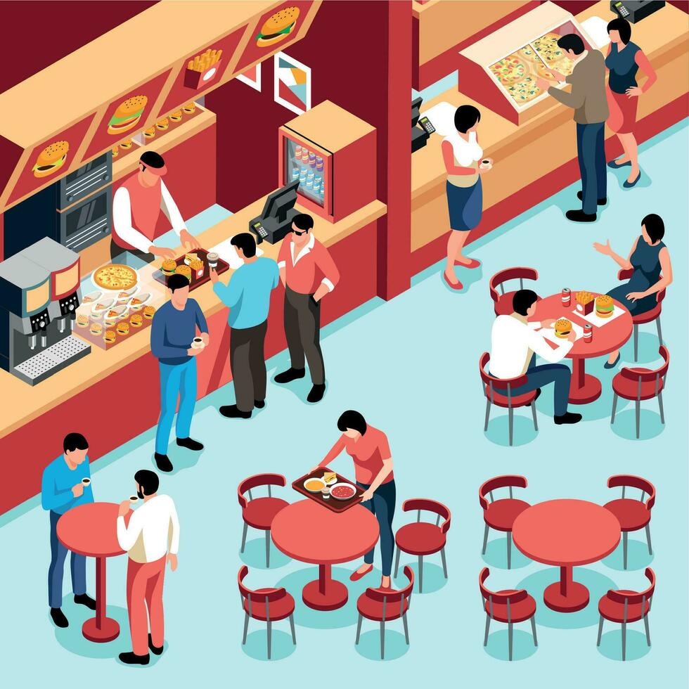 Food Court Isometric Illustration vector