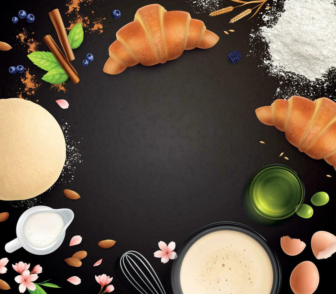 Realistic Bakery Frame Composition vector