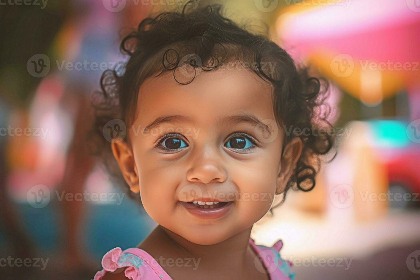 Happy mexican baby girl. Generate Ai photo