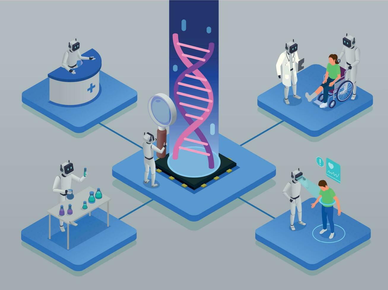 Ai In Medicine Isometric Composition vector