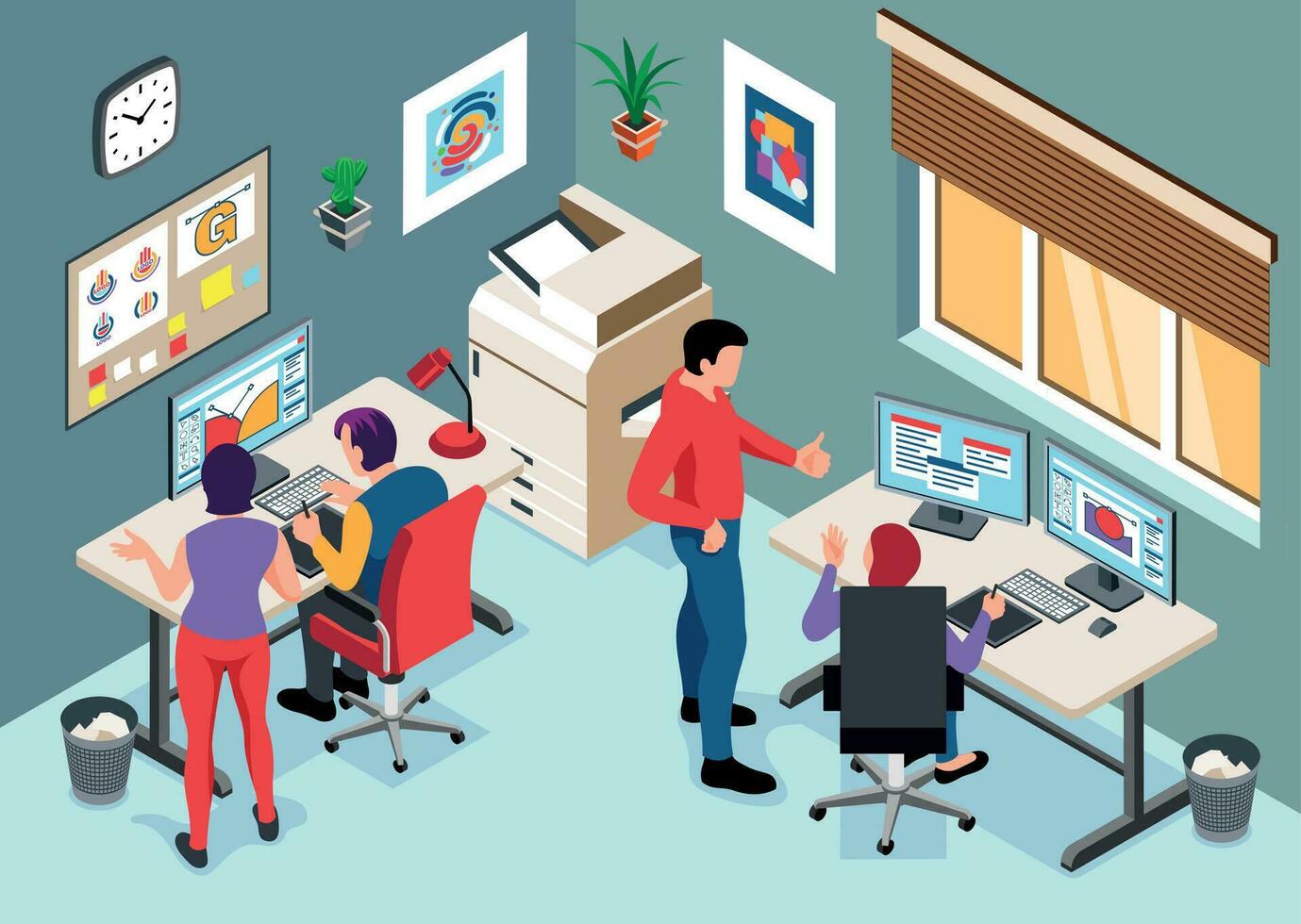 Design Studio Isometric Illustration vector