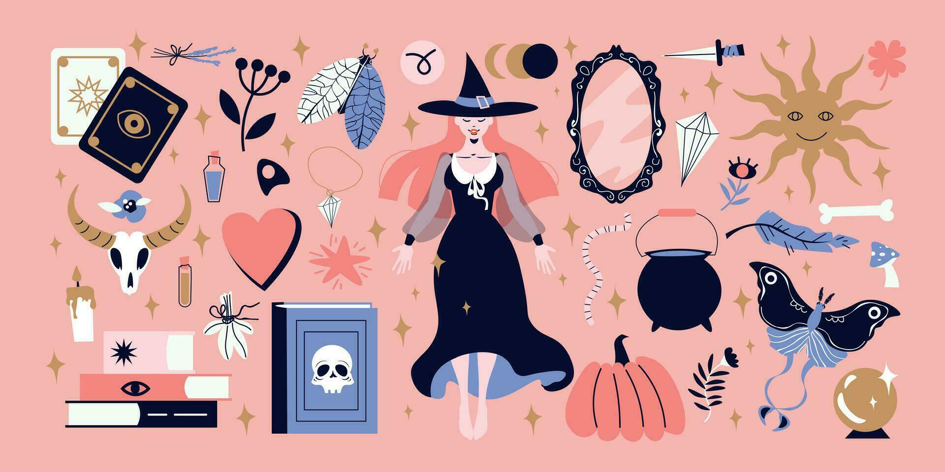 Flat Witch Big Set vector