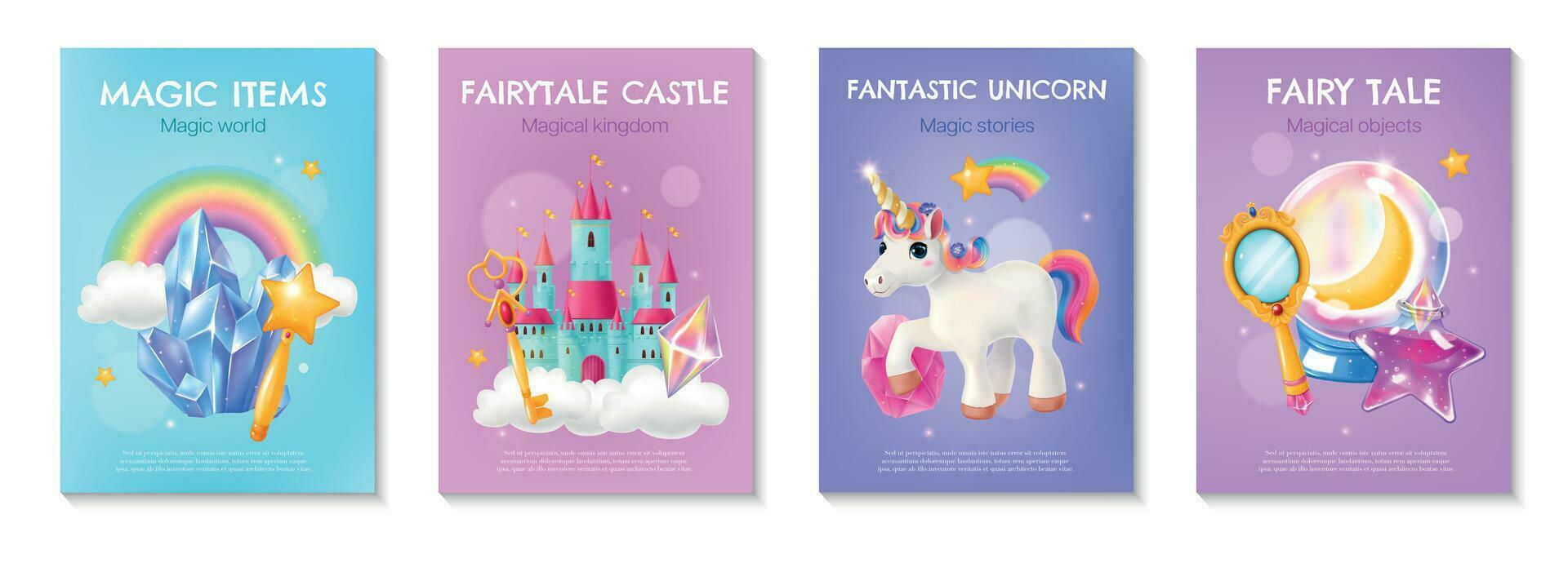 Magic Items Realistic Poster Set vector