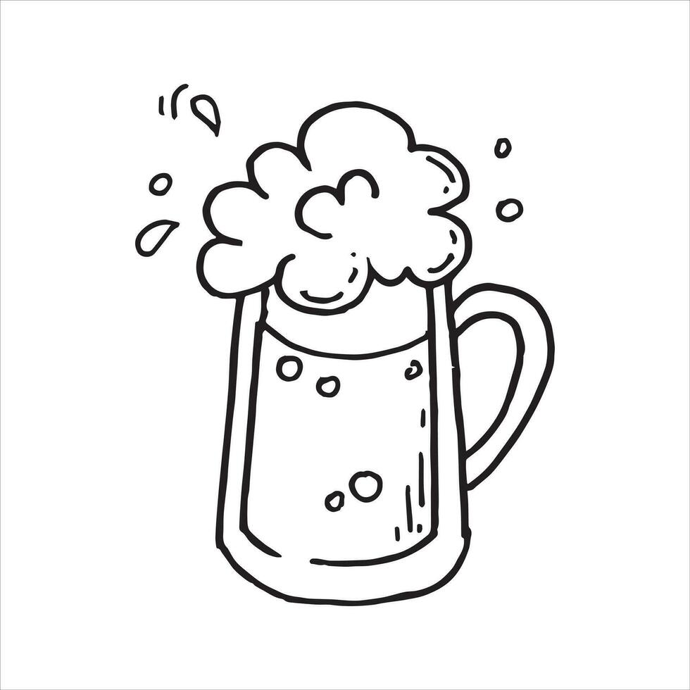 vector dibujo de un cerveza jarra en garabatear estilo en el octubrefest tema. linda sencillo dibujos con cerveza, salchichas, cerveza festival en octubre