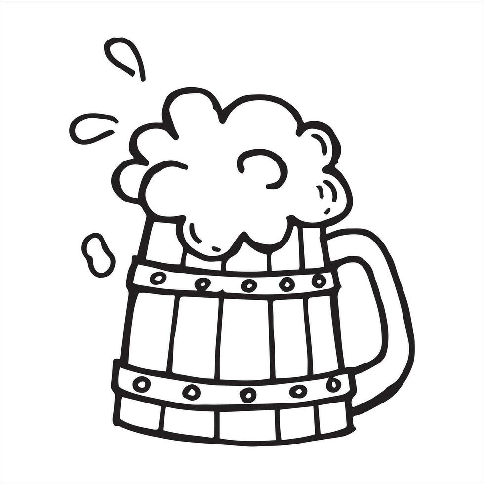 vector drawing of a beer mug in doodle style on the Octoberfest theme. cute simple drawings with beer, sausages, beer festival in October