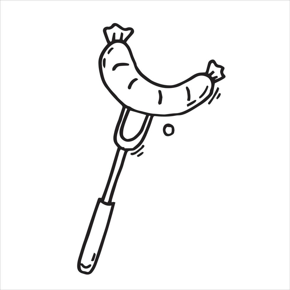 vector drawing of a sausage in doodle style on the Octoberfest theme. cute simple drawings with beer, sausages, beer festival in October