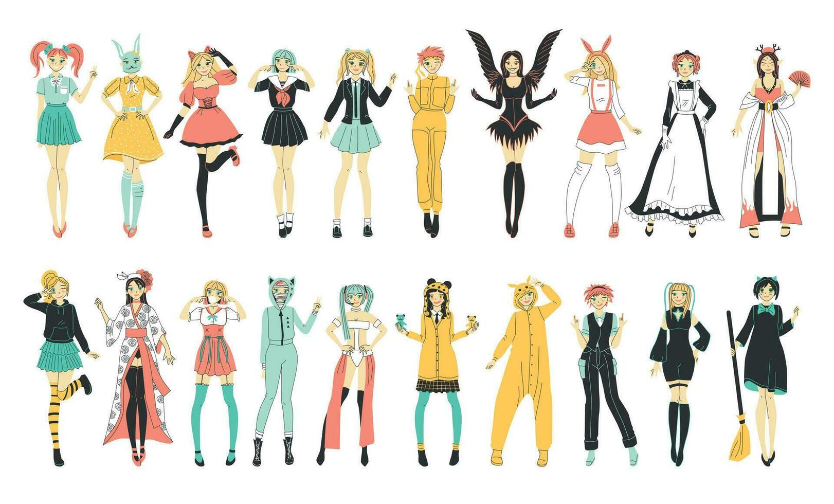 Cosplay Anime Set vector