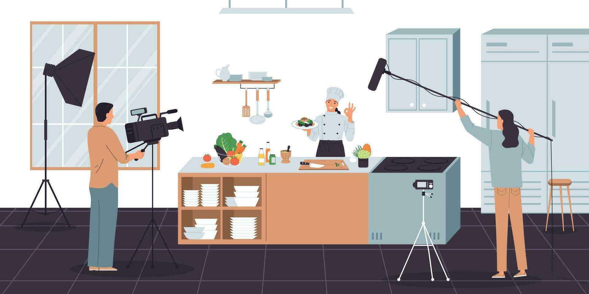 cocineros en línea blogger composición vector