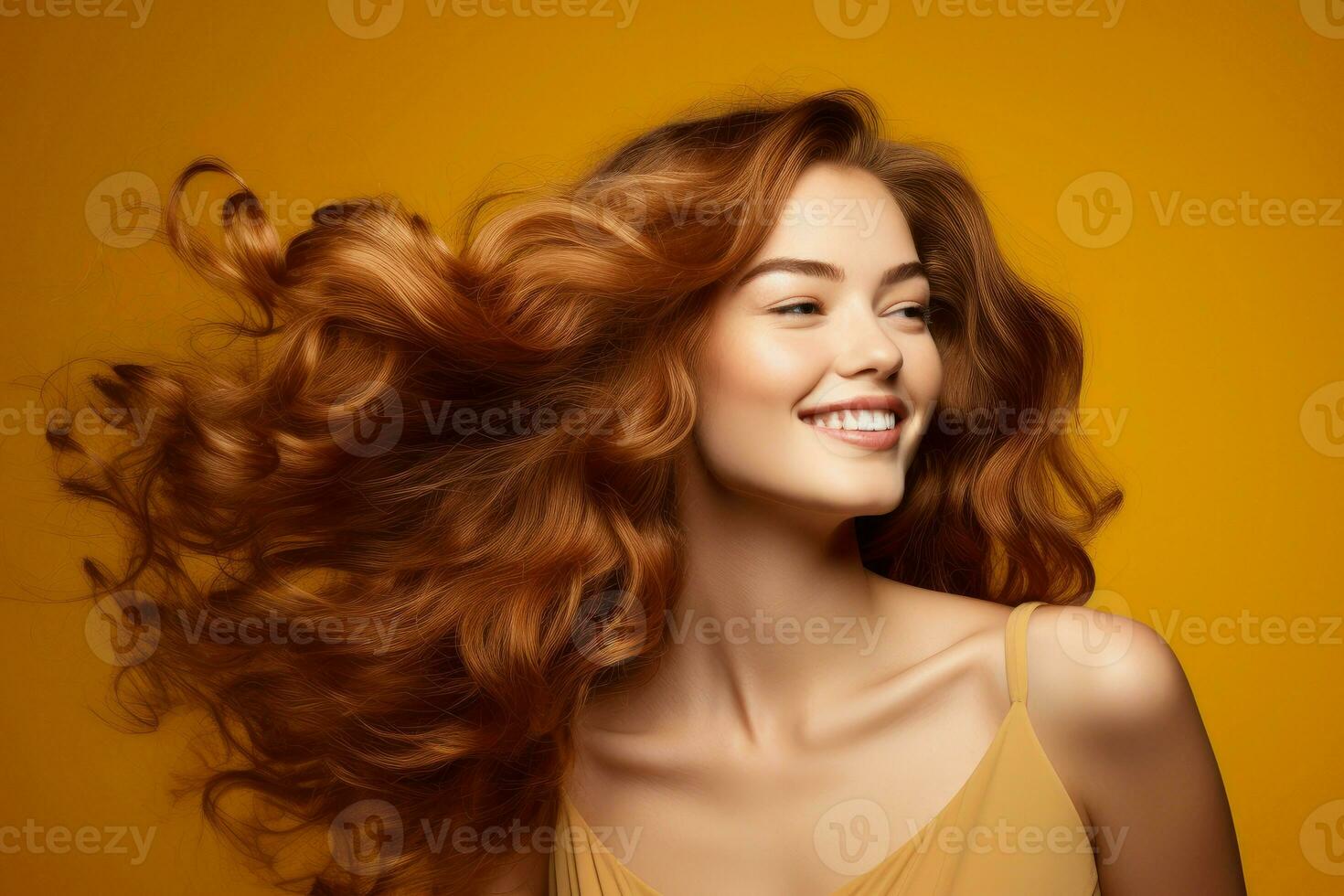 Young woman healthy hair color. Generate Ai photo