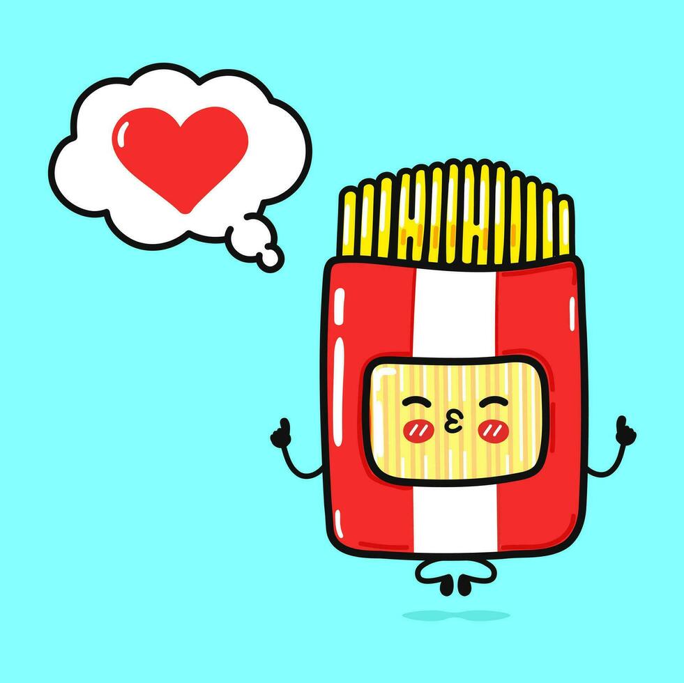 paquete espaguetis haciendo yoga con habla burbuja. vector mano dibujado dibujos animados kawaii personaje ilustración icono. aislado en azul antecedentes. espaguetis en amor personaje concepto