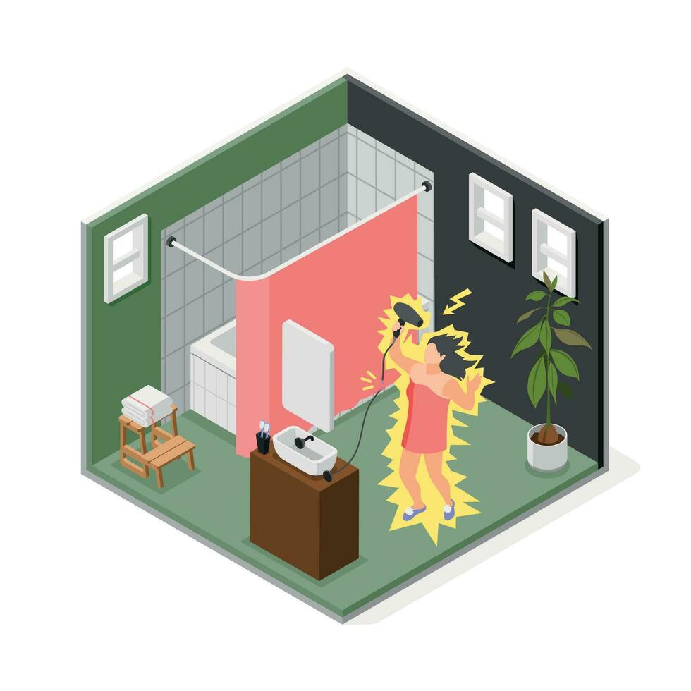 Unlucky day Isometric Illustration vector