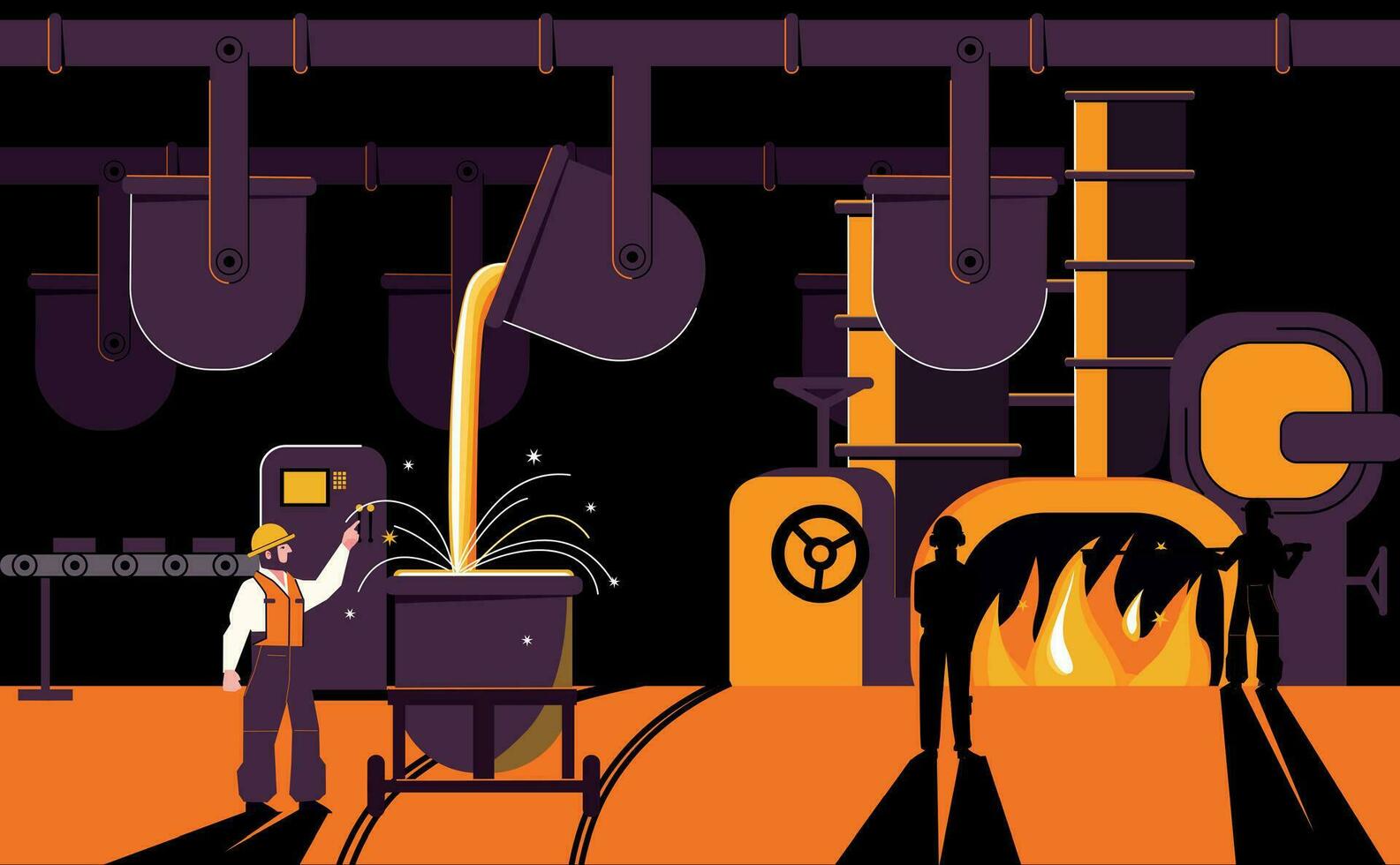 Metallurgy Production Factory Composition vector