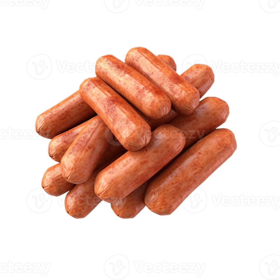 AI Generated Grill sausages, realistic 3d sausage flying in the air, grilled meat collection, ultra realistic, icon, detailed, angle view food photo, sausage composition png