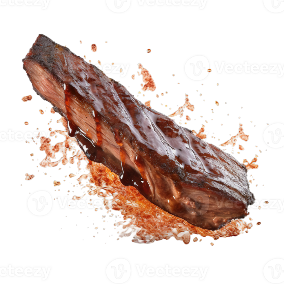 AI Generated Grill Pork Chops steaks, Beef steak realistic 3d brisket flying in the air, grilled meat collection, ultra realistic, icon, detailed, angle view food photo, steak composition png