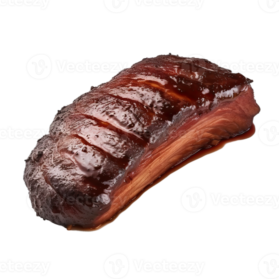 AI Generated Grill Pork Brisket, realistic 3d brisket flying in the air, grilled meat collection, ultra realistic, icon, detailed, angle view food photo, steak composition png