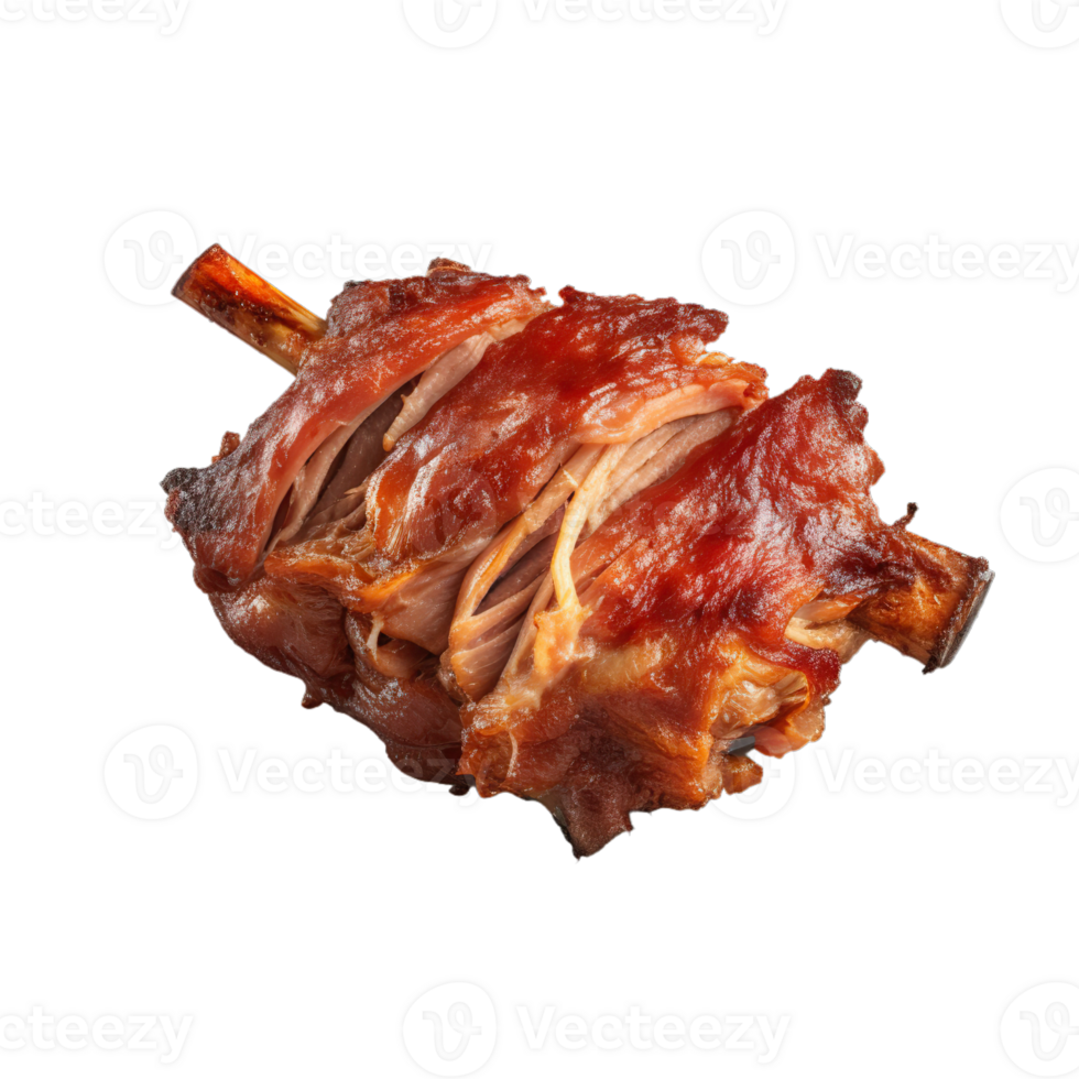 AI Generated Grill Pulled Pork BBQ, realistic 3d brisket flying in the air, grilled meat collection, ultra realistic, icon, detailed, angle view food photo, steak composition png