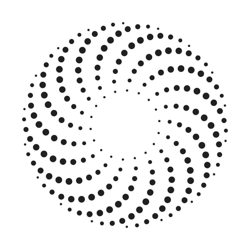 Dotted spiral vortex design element, vector illustration.