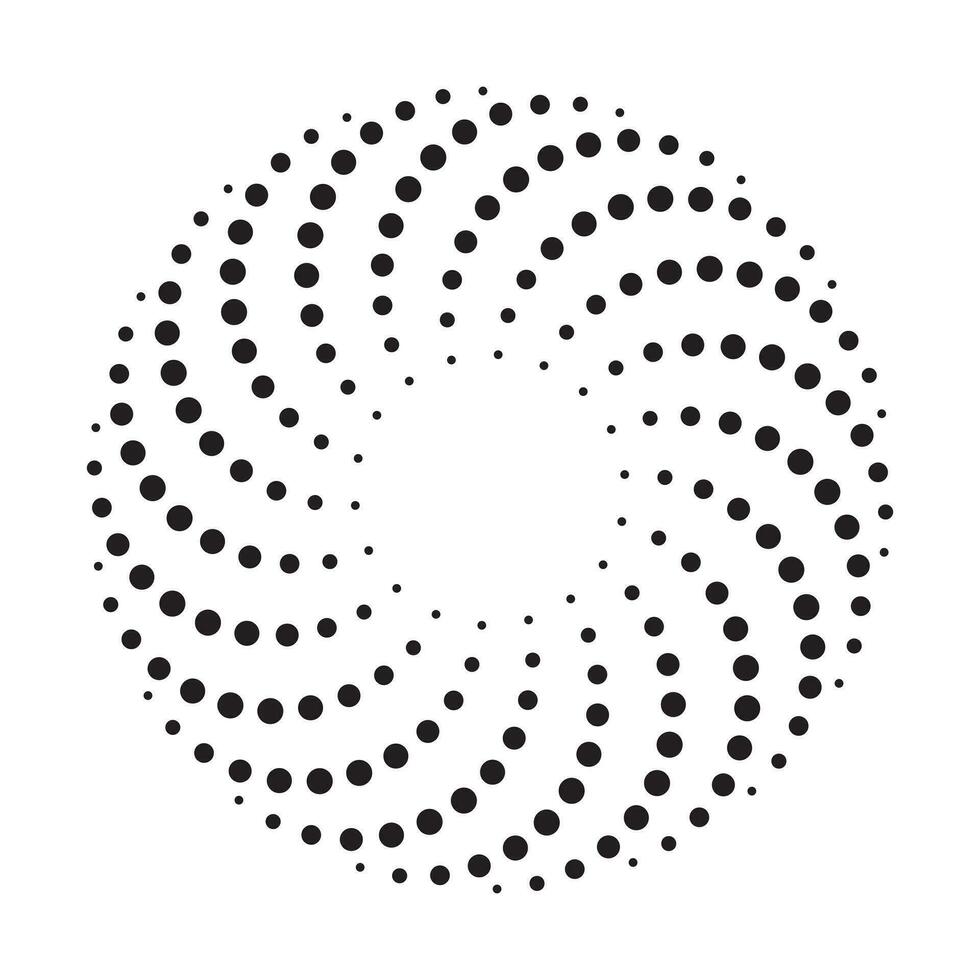 Dotted spiral vortex design element, vector illustration.