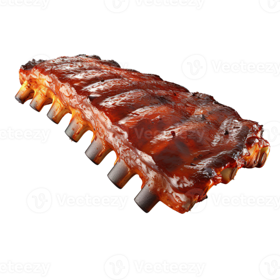 AI Generated Grill pork beef ribs, realistic 3d ribs with honey, grilled meat collection, ultra realistic, icon, detailed, angle view food photo, ribs composition png