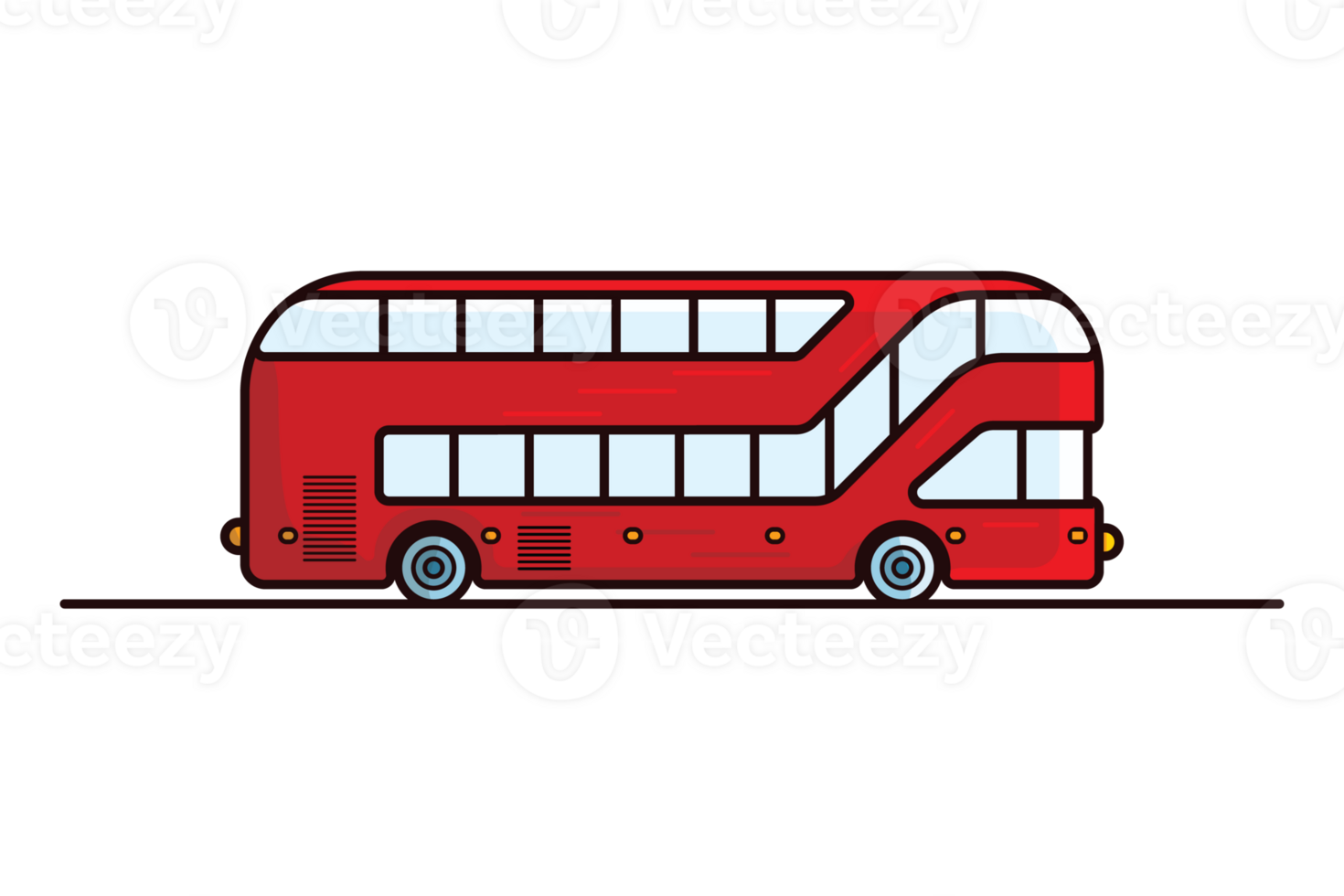 rood dubbele decker bus illustratie. bus vervoer icoon concept. modern Londen dubbele decker bus kant visie vlak ontwerp. png