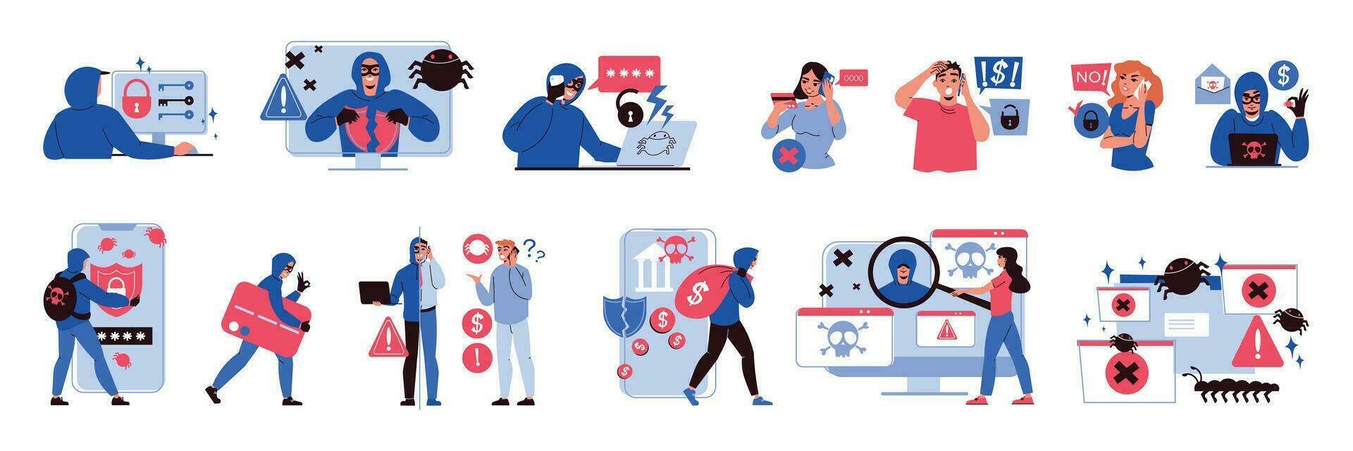 Hacker Crime Set vector