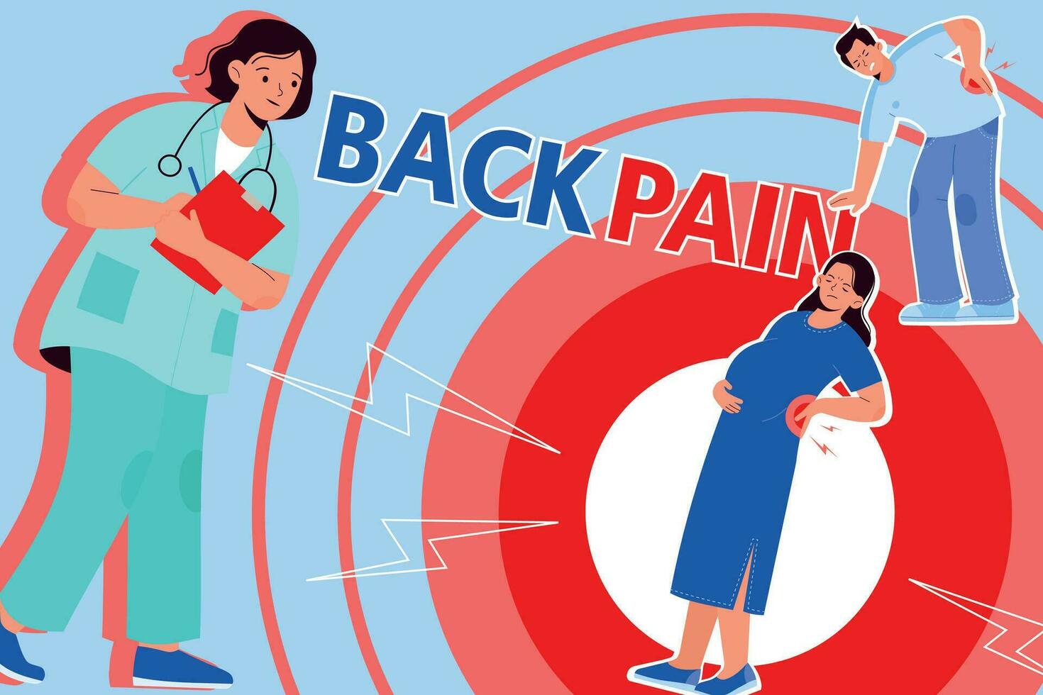 Back Pain Flat Collage vector