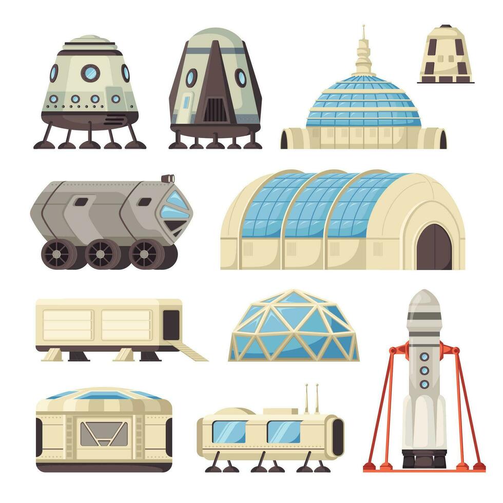 Mars Colonization Icons Collection vector