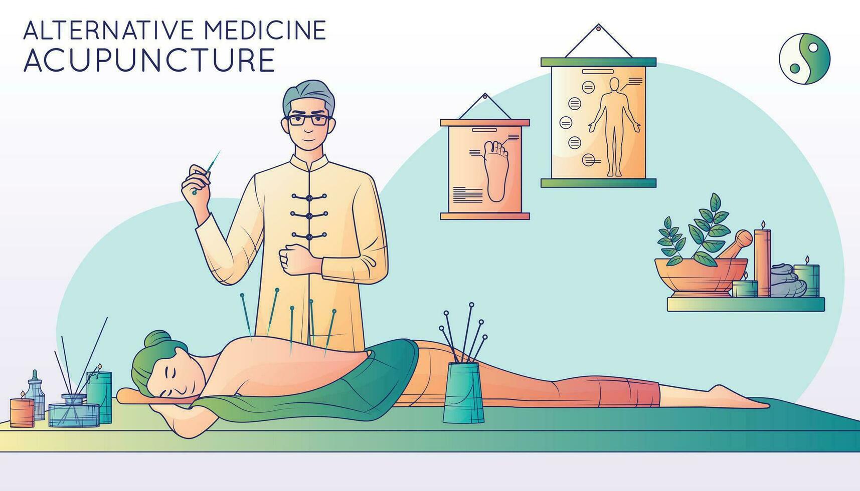 Acupuncture Alternative Medicine Composition vector