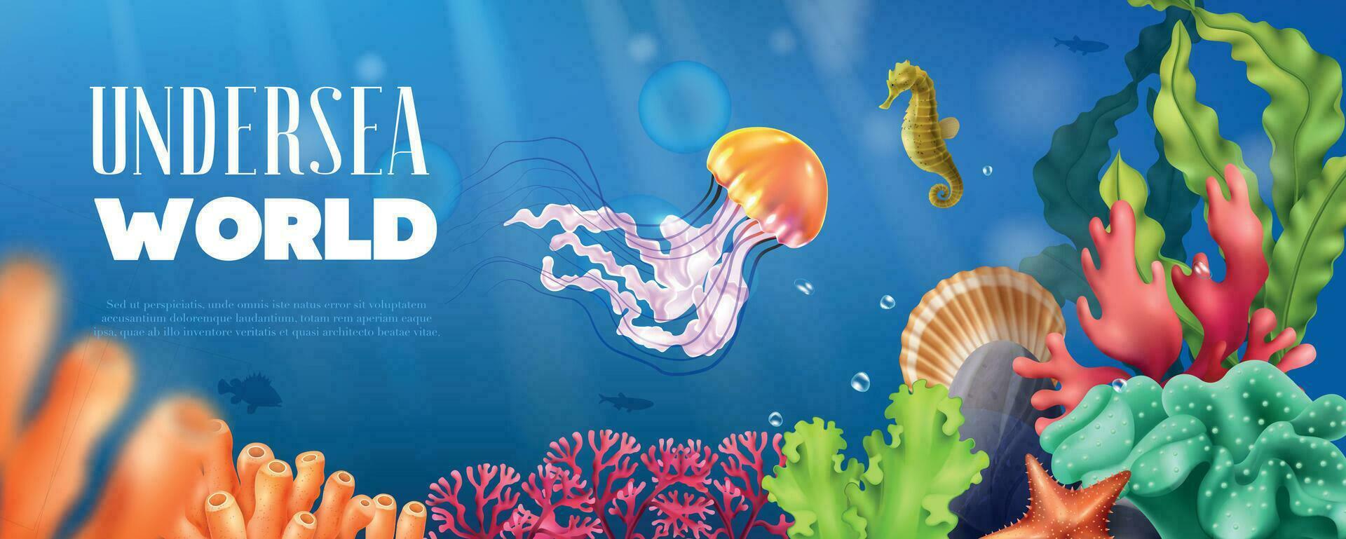 Undersea World Horizontal Poster vector