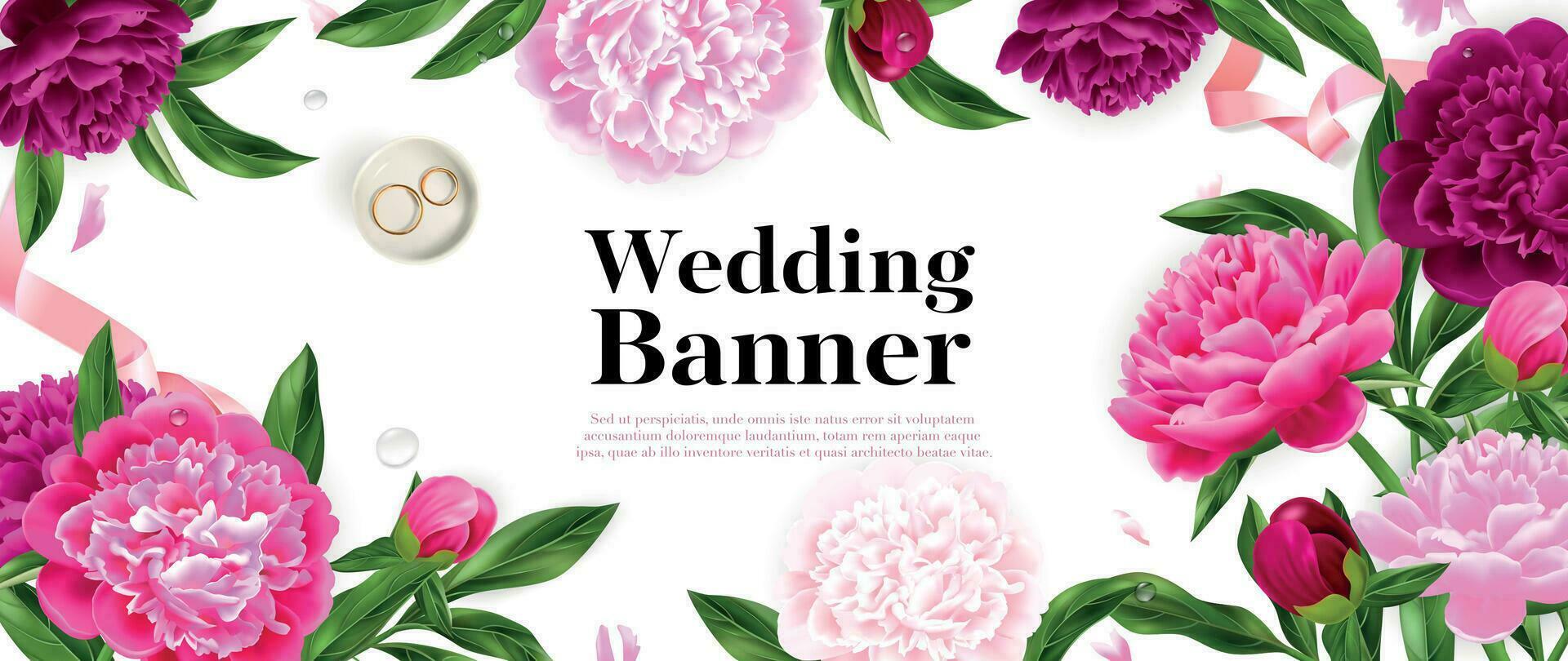 Realistic Peony Banner vector