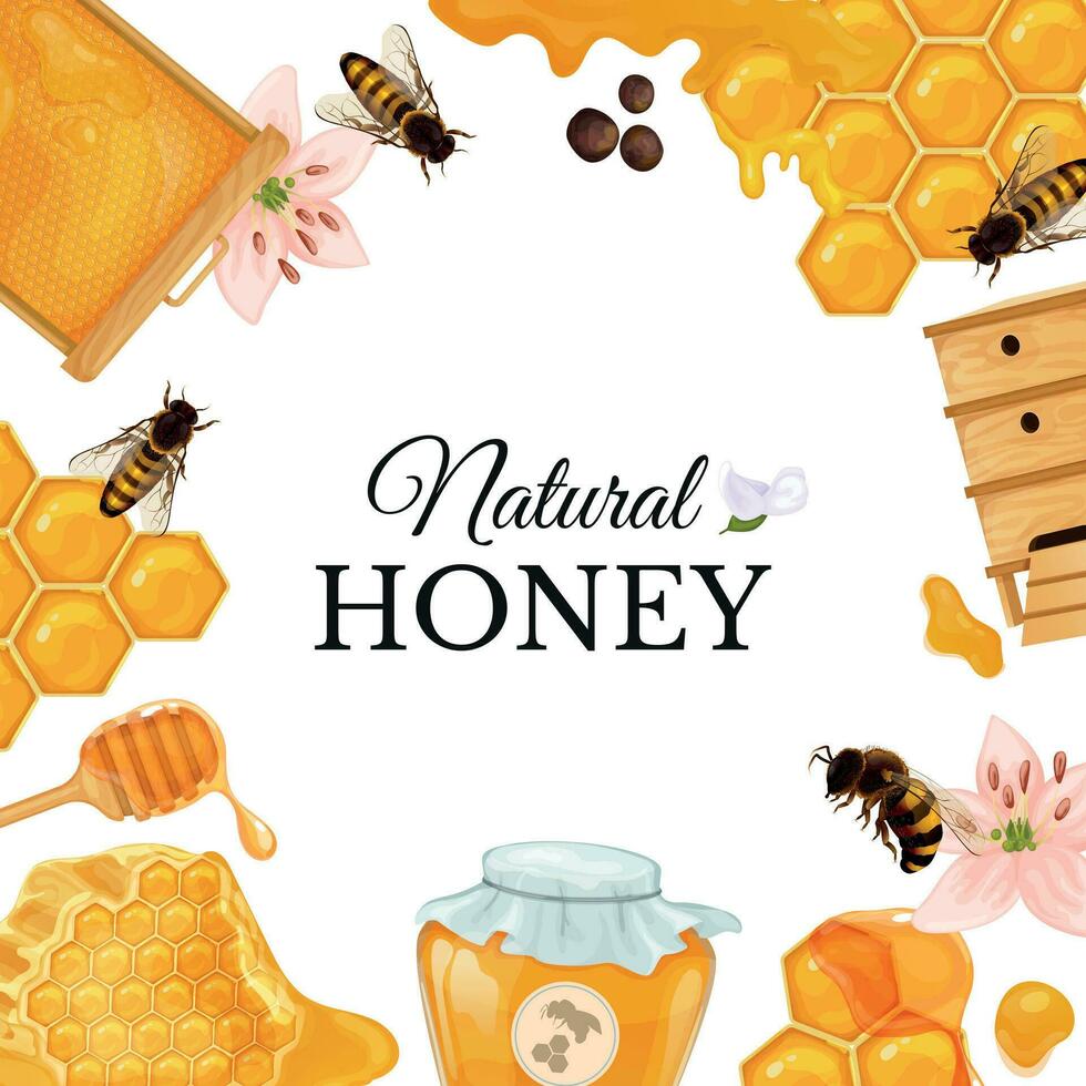 Natural Honey Frame Composition vector