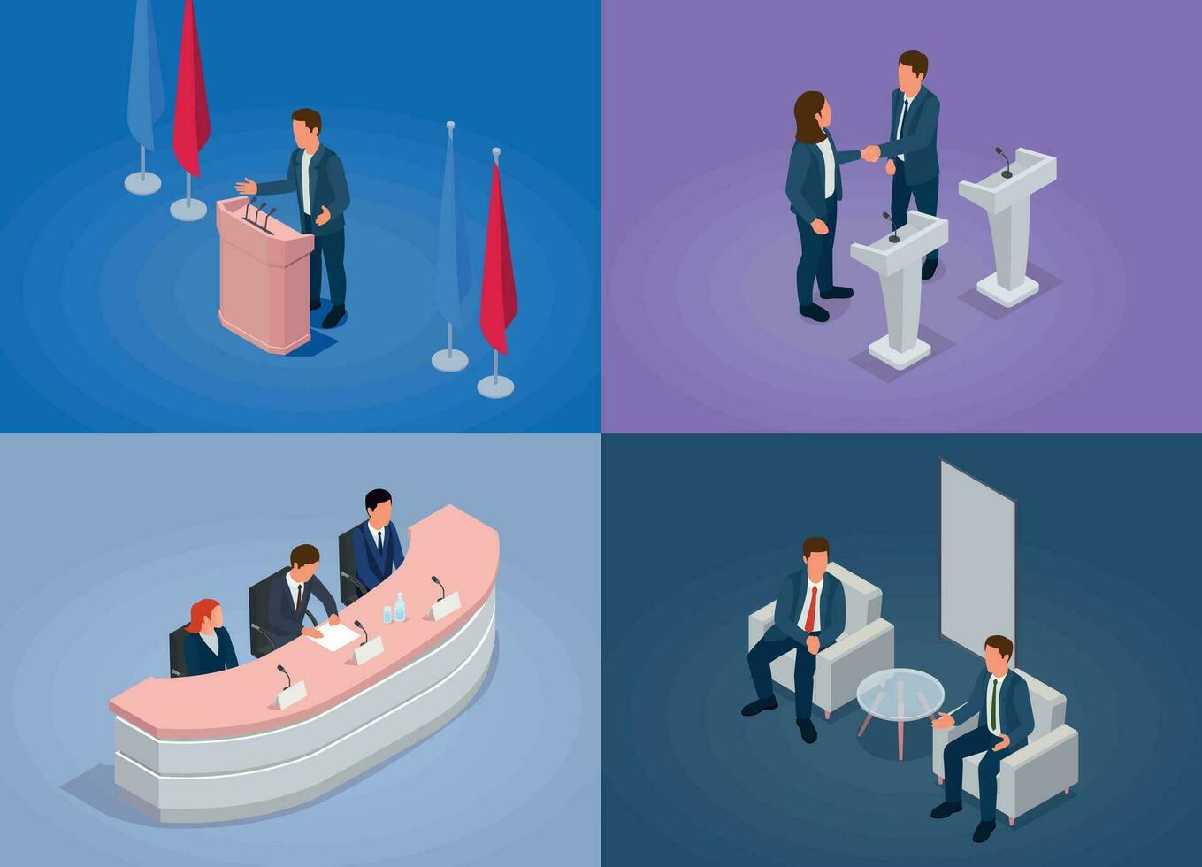 Conference Hall Concept Icons Set vector